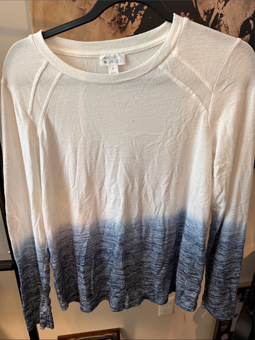Market & Spruce Long-Sleeve Ombre Pullover - White & Blue